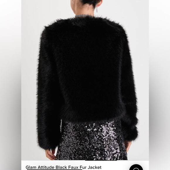 Lulus Fur Black Jacket- Sz M NWOT - Picture 3 of 8